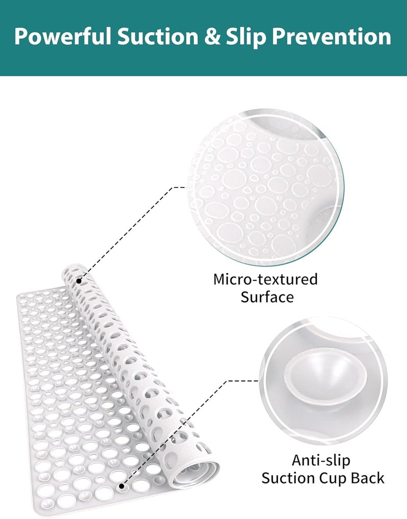 Yonala Extra Large Shower Mat, 47 x 32 Inch Non Slip Shower Mats for Inside Shower, Soft TPE Shower Floor Mat with Suction Cups and Drain Holes, Machine Washable Bathroom Shower Mat, Easy to Clean - Image 3